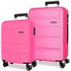 Roll Road Flex Set di valigie rosa 55/65 cm rigido 5,8 kg Chiusura a combinazione laterale ABS 5,8 kg 91L Bagaglio a mano, Rosa, Taglia unica, Set di valigie