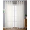 Gardinenbox Set di 2 tende trasparenti con occhielli, per soggiorno, voile, con occhielli in piombo, 100% poliestere, color crema, altezza x larghezza 225 x 140 cm