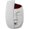 DRW Vaso da tavolo con un volto in ceramica in bianco e oro 15x14x24cm
