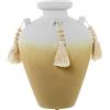 DRW Vaso da tavolo con nappe in ceramica in bianco e terra 26x26x31cm
