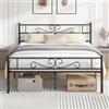 VECELO Telaio per letto 140 x 190 cm, letto matrimoniale in metallo, non serve rete, montaggio semplice, grande spazio in listelli, nero