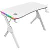 Mars Gaming MGDRGBW, Scrivania Gaming RGB, Supporto Cuffie + Bevande, Bianco