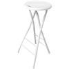 Generic Sgabello Pieghevole Alto 60/70 cm con Maniglia, Sedia da Campeggio Portatile Rotonda con Gambe in Acciaio per Adulti, Capacità 100kg (Color : White, Size : 70cm/28in)
