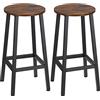 HOMCOM Set 2 Sgabelli da Bar in Legno e Acciaio, Sgabelli Cucina con Poggiapiedi per Soggiorno, Sala da Pranzo, Cucina e Bar, Stile Industriale, 32.5x32.5x65 cm, Marrone Rustico