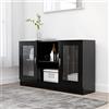 TJROO Credenza Vetrina con Ante 120x30,5x70 cm Mobile da Salotto Mobile Alto Armadietto con Ante Credenza Espositore Mobiletto Ingresso Mobile Contenitore Legno Multistrato Nero