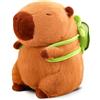 Zaloife Peluche Capybara Bambola, 23cm Capibara Peluche con Zaino Tartaruga Giocattolo, Marrone Pupazzo Decorazioni Regalo per Bambini Adulti e Fans 1