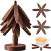 BORDEAG Sottopentola in legno per piatti caldi, set di 3 sottobicchieri a forma di albero, sottobicchiere pieghevole in legno, per piatti caldi, sottobicchieri riutilizzabili per piatti caldi