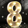 Aslanka Numero 8 Argento Glitter LED Luci con Numero Glitterato per Decorazione di Feste, Baby Shower, Sfondo Matrimonio, Casa - 21,5 cm