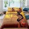 Loussiesd Set di da letto a tema donna africana alberi copripiumino per donne adulti modello africano trapunta copertura etnica Afro a righe copriletto camera da letto copripiumino 3 pezzi super