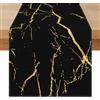 Miuyunya Runner da Tavolo Moderno 40 x 180 cm Nero e Oro Runner Tavola in Lino Marmo Dorato Textured Decorazione Vintage per Sala da Pranzo, Cucina, Fattoria, Matrimonio, Caffè Primaverile Estivo