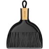 MR.SIGA Mini set paletta e spazzola, spazzola e paletta portatile per la pulizia con manico in bambù, nero, 1 set