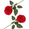 arrderly 2 rose artificiali rosse, rose artificiali con stelo, fiori decorativi realistici per matrimoni, casa, giardino, feste di compleanno (rosso)