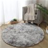 Leesentec Tappeti rotondi per camera da letto Soggiorno Antiscivolo Soffice tappeto soffice Tappetini shaggy Grandi per corridoio (Grigio/bianco, 140)