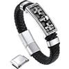 Bandmax Corda di Cera Bracciale Uomo, Cranio Modello Vintage Braccialetto Uomo, 23 cm Lunghezza Argento Bracciali Uomo Accessori Punk Hip Hop Rock, Idee Regalo per Uomo Ragazzo Papà