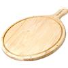 Qinglele Piatto per pizza, in legno di caucciù spesso, tagliere per pizza, rotondo, in legno di grandi dimensioni, con manico, per pizza, diametro 30,5 cm