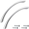 Aerzetix - C41461 - Set di 2 maniglie curve per porte mobili interasse 128mm - armadio cassetto design interno arredamento cucina soggiorno assemblaggio - in metallo - finitura argento opaco