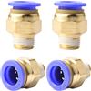 ANGEEK 4 pezzi 12mm 1/4''PT filettatura esterna dritta Push to Connect Fittings per tubo di inserimento Pneumatico connettore rapido