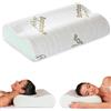 Flowen Cuscino Cervicale Memory Foam per Dormire Ortopedico Aloe Vera Guanciale a Doppia Onda Ideale per Supporto al Collo Ergonomico Traspirante Antirussamento Anallergico Federa Bamboo Lavabile