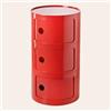 WEIDPHL Comodino Rotondo, Comodino con 3 Cassetti, Tavolino, Mobiletto Portaoggetti con Anta Scorrevole per Soggiorno, Camera da Letto, Bagno,Rosso