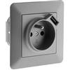 Zenitech - Presa 2P+T 16A con porta USB 2,4A Titanium - Artezo