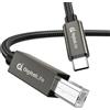 DigitalLife FlexMIDI Vortex Series | Cavo MIDI USB-C a B 2,0 m, Nylon Intrecciato con Connettore Metallico per MIDI-Keyboard, Controller, Sintetizzatore, Compat. Windows, macOS, Linux (1 pz/conf.)