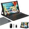 LEVIRTU Tablet 10 Pollici Android 14, 36GB RAM 128GB ROM,(1TB TF), Octa-Core,2.0Ghz 5G WiFi,1920x1200 Incell,8000mAh,13MP+8MP,BT5.0/GPS 2 in 1 Tablet con Tastiera Mouse, Grigio