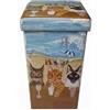 Biscottini Pouf contenitore bambini e adulti 33x60x33 cm | Scatole portaoggetti richiudibili con coperchio | Pouf contenitore quadrato con decorazioni