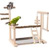 Honicemar Supporto per Uccelli in Legno - Parrot Playstand, Parco Giochi per Uccelli con Scala Altalena Posatoi Mangiatoia Vassoio e Giocattoli da Palestra per Uccelli di Piccole e Medie Dimensioni
