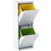 DRW 83637 Cestino per Il Riciclaggio con Due secchi in Metallo Vuoti, Bianco, Medidas: 34x25x92cm