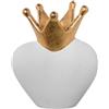 DRW Figura di un cuore con corona di ceramica in bianco e oro 22x17x26cm