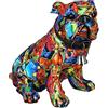 Casablanca modernes Design Casablanca - Statuetta decorativa a forma di carlino seduto - Moderna figura di animali in stile street art graffiti - Decorazione per interni - Multicolore altezza 23 cm