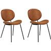 Beliani Set di 2 sedie in Finta Pelle PU Ferro Nero Gambe Senza braccioli Tappi Gamba Design retrò Sala da Pranzo sedute Marrone