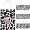 Healvian 12PCS Sacchetti di Carta Sacchetti Carta con Manici Modello Mucca Sacchetti di Carta Buste Carta Kraft Shopper Carta Sacchetto di Carta Kraft Buste,30x15 x8cm