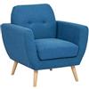 milani home Poltrona da Salotto Soggiorno, Stile Moderno di Design Contemporaneo in Tessuto con Bottoni Colore Blu, Cm 84x79x86 H