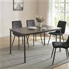 [en.casa] Tavolo Moderno da Sala Pranzo con Piano Rettangolare 140 x 80 cm in MDF Grigio Gambe in Acciaio Nero Postazione di Lavoro Studio