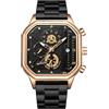RORIOS Orologio Quarzo da Uomo Orologio da Polso Moda Quadrato Orologio Multifunzione Cronografo Orologio Luminosi Analogico Orologio Acciaio Inossidabile Oro Nero C