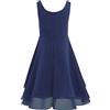 renvena Vestito Ragazza Elegante Estivo Abito da Principessa Senza Maniche Vestito da Cerimonia Festa di Compleanno Abiti da Sposa Damigella d'Onore Matrimonio A Blu Scuro 14 Anni