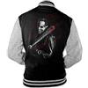 Monkey Print Uomo Giacca College Negan Teschio Saviors Camminata Zombie Dead Lucille Giubbotto da Baseball - Nero/Grigio, XXL