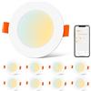ChangM Faretti LED da Incasso 8W IP44 Lampade da incasso bagno 3 inch Faretti da soffitto, Bluetooth APP Controllo Bianco caldo Bianco neutro bianco freddo per bagno cucina Soggiorno 8 Pack