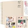 Boic Album Fotografico 21x21cm Spirale Scrapbook, Fai da Te Album Foto 40 Pagine Guestbook, Regali Nozze Natale Valentino Regalo di Anniversario Compleanno (Bianco Latte)
