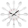TimeLike - Orologio adesivo 3D da cucina, effetto specchiato, con motivo forchette e cucchiai, rimovibile, da arredamento 32*32*4CM bianco