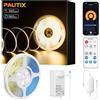 PAUTIX WIFI COB LED Striscia Bianco Caldo 2700K 10m,480LEDs/M Dimmable 24V Flessibile LED Striscia CRI90 +,Smart Funzione con Alexa,RF telecomando e Alimentazione per la casa fai da te decorazione