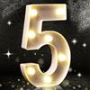 Aslanka Numero 5 argento glitterato decorazione LED luci con numero, adatti per feste di compleanno, baby shower, sfondo matrimonio e decorazione della casa, 21 cm