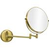 Nicesail Specchio Ingranditore 5x Ottone Oro con Braccio Specchio Allungabile da Parete Bagno Vintage Specchio Trucco Bifacciale,Diametro 20 cm