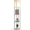 HOMCOM Lampada da Terra con 3 Mensole Integrate, Attacco E27 Potenza 40W, Arredamento Moderno in MDF, 26x26x160cm, Rovere|Aosom