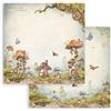 Carta Scrap Hidden Grove casette fungo Stamperia