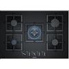 Siemens EP7A6QB20 Iq500 Piano a cottura a gas cm. 75 - Numero fuochi 5 - Corona multipla - Cristallo nero - Griglie Ghisa