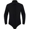 ranrann Body Elegante Camicia Uomo Slim Fit Manica Lunga Cotone Camicie Casual Traspirante Pulsanti Abbigliamento Danza Classica da Balletto Ballo Latino Samba Rumba Nero XXL