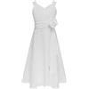 YEAHDOR Vestito da Cerimonia Bambina Elegante Fiore Ragazza Estivo Abito da Principessa in Chiffon Damigella Matrimonio Festa Nozze Sera Comunione Formale Bianco 15-16 Anni