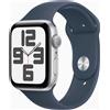 Apple Watch SE 44 mm (2022) | GPS | argento | Cinturino Sport Blu tempesta S/M